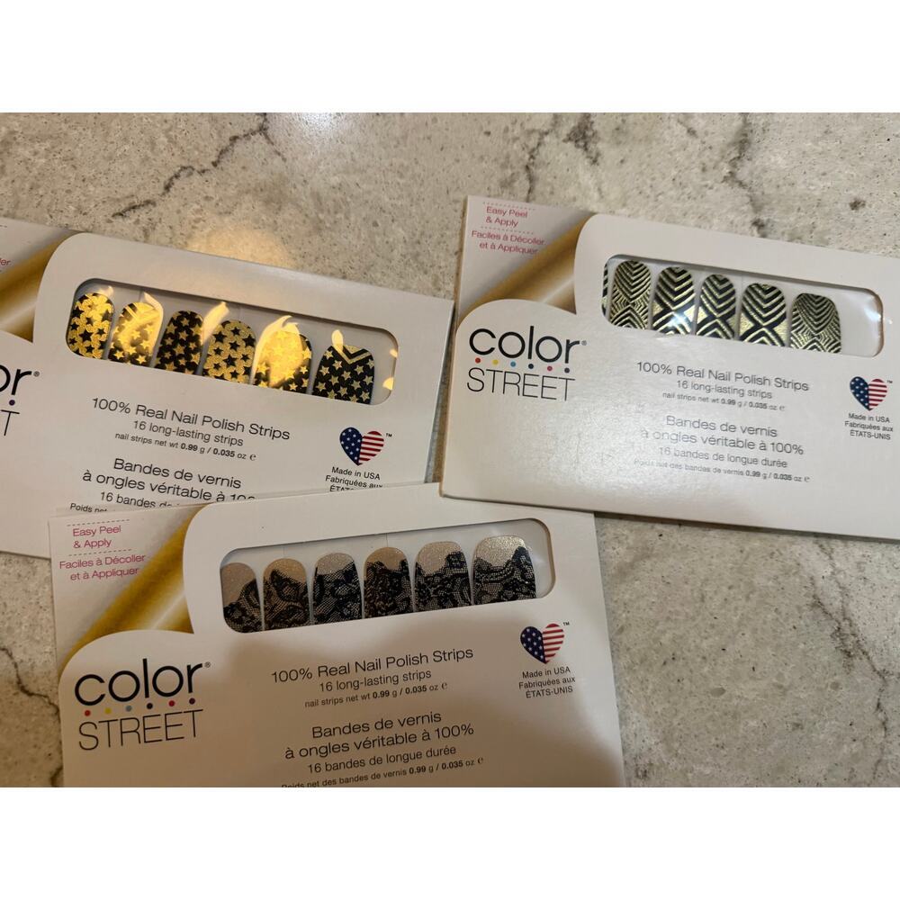 Color Street Nail Polish Strips- Salute to You, Lacey Business & Drop the Ball